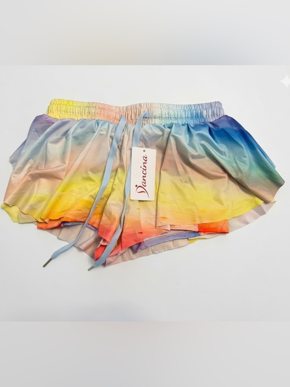 Dancina Girls Rainbow Ombre Butterfly Skort - Flowy Athletic Shorts Size 10